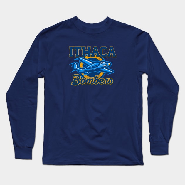 Support the Ithaca Bombers with this vintage design Long Sleeve T-Shirt by MalmoDesigns